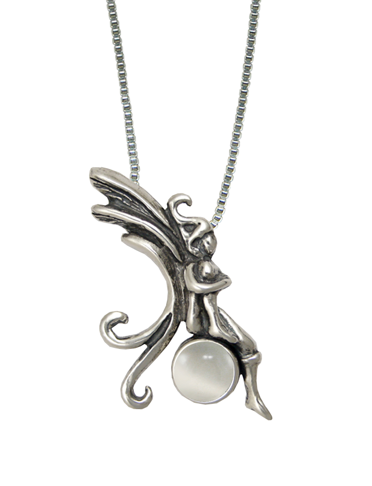 Sterling Silver Fairy Pendant With White Moonstone